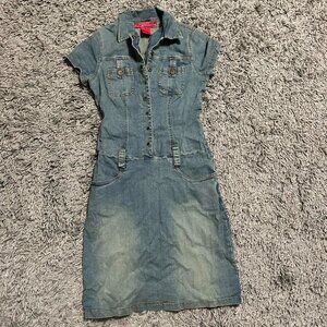 Hot Kiss Blue Button-Up Mini Dress